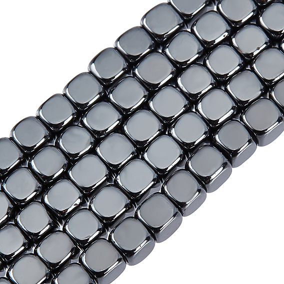5 Strands Non-magnetic Synthetic Hematite Beads Strands, Beads Strands, Cube, Grade A