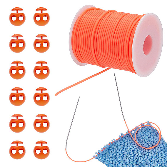 1 Roll Hollow Pipe PVC Tubular Synthetic Rubber Cord, with 20Pcs Plastic Cord Locks