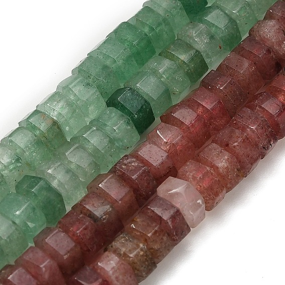 Природного кварца клубники нитей бисера, граненые, шестиугольник