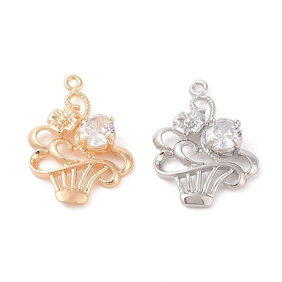 Подвески из прозрачного стекла с инкрустацией из латуни, торт с цветком