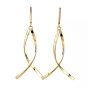 Dangle Stud Earrings, with 304 Stainless Steel Pendants, Real 18K Gold Plated Brass Stud Earring Findings, Brass and Plastic Ear Nuts, Twist