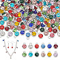 240Pcs 12 Colors Alloy Charms, with Glass Rhinestone, Birthstone Charms, Cadmium Free & Lead Free, Flat Round