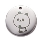 Edelstahl-Anhänger, flach rund mit Panda
