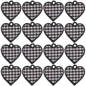 16 шт. подвески из полиэфирного сплава с распыленной покраской, подвески в виде сердца с узором «тартан»