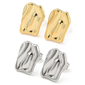 304 Stainless Steel Stud Earrings, Twist Rectangle