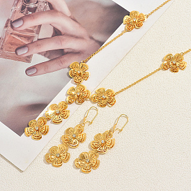 Элегантный комплект из ожерелья и сережек из сплава в форме буквы Y с ажурным цветочным узором для женщин.