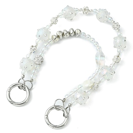 2-Layer Acrylic & Plastic Beaded Bag Straps, with Alloy Spring Gate Rings, for Bag, Phone Decoration