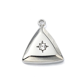 304 Stainless Steel Rhinestone Pendants, Triangle