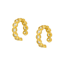 Delicate C-shaped Single Ear Clip with Exquisite Inlaid Diamonds - Minimalist Design