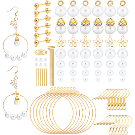 PandaHall Elite 230Pcs 15 Style Earring Making Set, Glass Pearl Beads, Acrylic Pearl Pendants, 304 Stainless Steel Pendant, Brass Earring Hooks, Brass Eye Pins