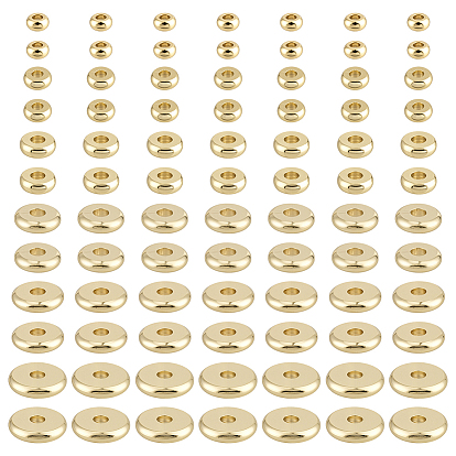 6 стили стойка покрытие латунные проставки бусины, долговечный, без кадмия и без свинца, плоско-круглые