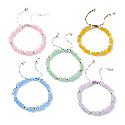 Natürliche und gefärbte Armbänder aus geflochtenen Perlen aus malaysischer Jade, Schmuck für Frauen