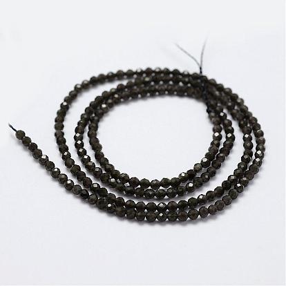 Obsidienne naturelle perles brins, facette, ronde