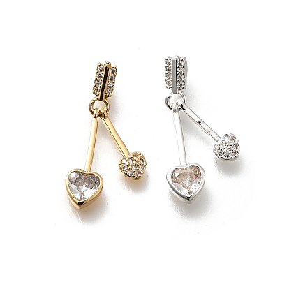 Латунные микро проложить кубического циркония подвески, без кадмия, без никеля и без свинца, сердце прелести