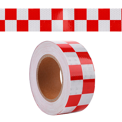 Waterproof PVC Reflective Warning Stickers, Safety Sign Caution Tartan Decals for Vehicle