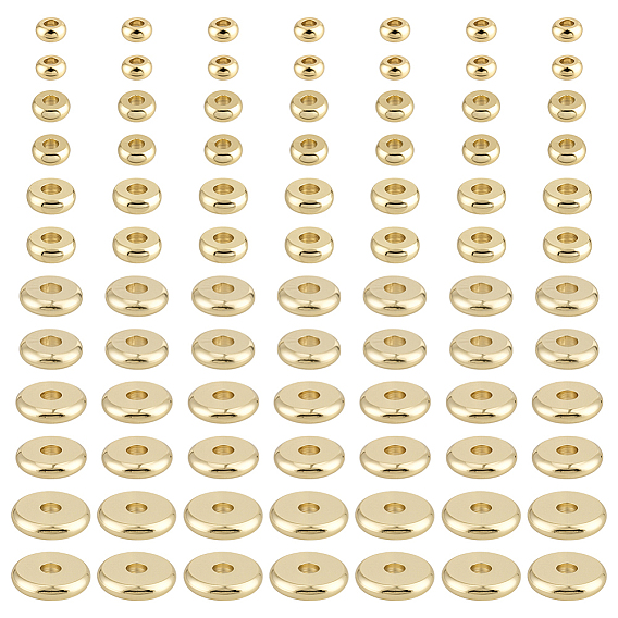 6 стили стойка покрытие латунные проставки бусины, долговечный, без кадмия и без свинца, плоско-круглые