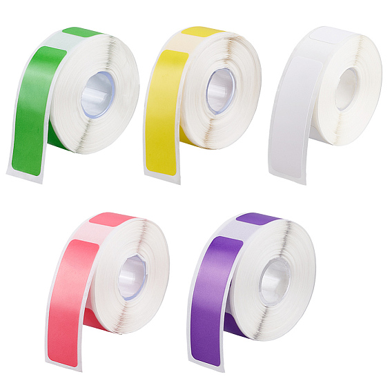 5 рулоны 5 цветные бумажные бирки, самоклеющиеся наклейки, прямоугольные