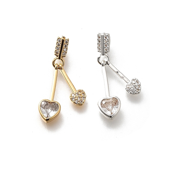 Латунные микро проложить кубического циркония подвески, без кадмия, без никеля и без свинца, сердце прелести