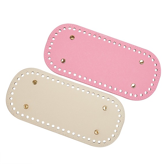 2Pcs 2 Colors PU Leather Knitting Crochet Bags Nail Bottom Shaper Pad, Bag Cushion Base, with Alloy Nail, Bag Bottom Accessories, Rectangle