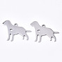 304 Stainless Steel Pendants, Silhouette Charms, Laser Cut, Dog