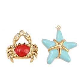 304 aus Stahl-Email-Anhänger, mit Strass, golden