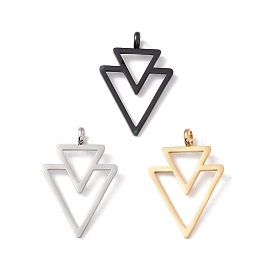 Ion Plating(IP) 304 Stainless Steel Pendants, Double Triangle