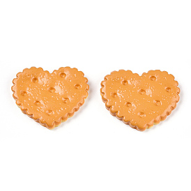 Resin Cabochons, Imitation Food, Heart Biscuit