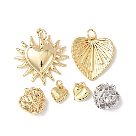 Латунные подвески, сердце прелести, без кадмия и без свинца, стойки покрытие, долговечный, с целью перехода в кольце