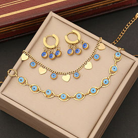 Unique Oil Eye Pendant Necklace Set - Stainless Steel Collarbone Chain Jewelry N1116