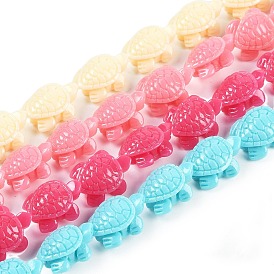 Synthetic Coral Carved Beads Strands, Dyed, Tortoise