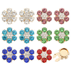 12 piezas 6 gemelos de latón con diamantes de imitación de colores, flor, dorado