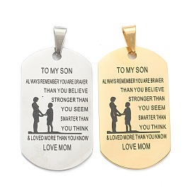 304 pendentifs en acier inoxydable, ovale avec mot à mon fils
