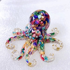 Resin Octopus Display Decoration, with Shell Chips inside Statues for Home Office Decorations