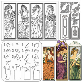 1закладка для книг с ангелом на тему ПК, трафареты для резки из углеродистой стали, для diy scrapbooking, Фотоальбом, декоративная бумага для тиснения, с 1прозрачными штампами из ПВХ и 1трафаретами для рисования из ПК