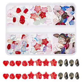 CHGCRAFT DIY Glass Beads & Charm Making Finding Kit, Including 60Pcs Heart & 40Pcs Star Glass Beads, 60Pcs Oval Glass Charm