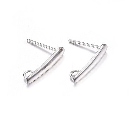 Ion Plating(IP) 304 Stainless Steel Stud Earring Findings, with Loop