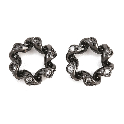 Витые латунные прозрачные кубические циркониевые бусины, европейские бусины, цветочные большое отверстие бусы, без кадмия и без свинца, стойки покрытие, долговечный