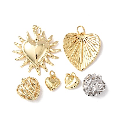 Латунные подвески, сердце прелести, без кадмия и без свинца, стойки покрытие, долговечный, с целью перехода в кольце