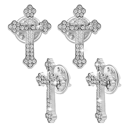 4Pcs Cross Alloy Rhinestone Lapel Pin Backs for Backpack Clothes
