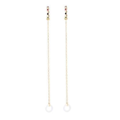 Creative Colorful Cubic Zirconia Earring Strap, Brass Cuff Earring with Long Tassel, Bluetooth Headset Anti-lost Earrings