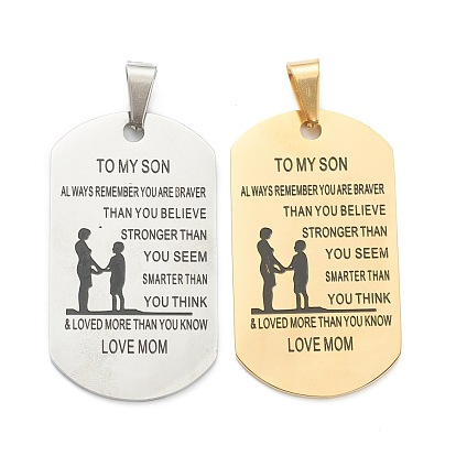 304 pendentifs en acier inoxydable, ovale avec mot à mon fils