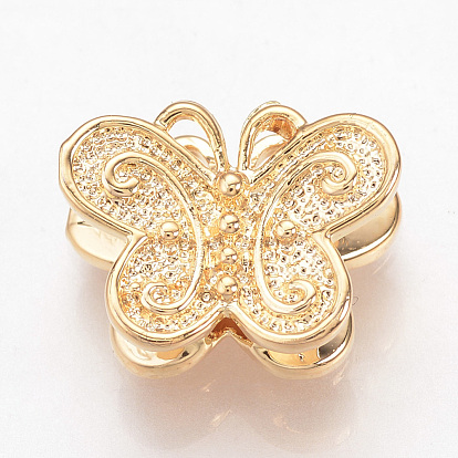 Brass Beads, Nickel Free, Real 18K Gold Plated, Butterfly
