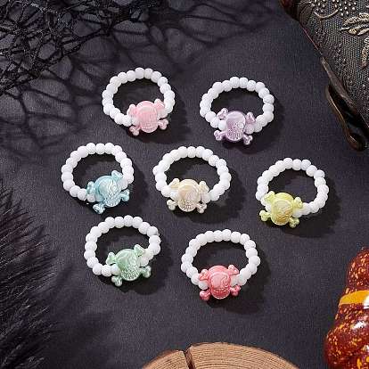 Акриловые растягивающиеся кольца-череп, со стеклянными бисеринами