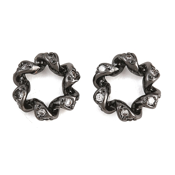 Витые латунные прозрачные кубические циркониевые бусины, европейские бусины, цветочные большое отверстие бусы, без кадмия и без свинца, стойки покрытие, долговечный