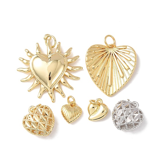 Латунные подвески, сердце прелести, без кадмия и без свинца, стойки покрытие, долговечный, с целью перехода в кольце