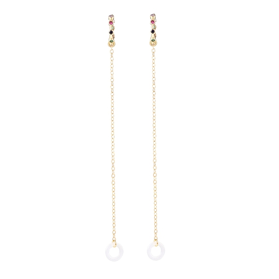 Creative Colorful Cubic Zirconia Earring Strap, Brass Cuff Earring with Long Tassel, Bluetooth Headset Anti-lost Earrings