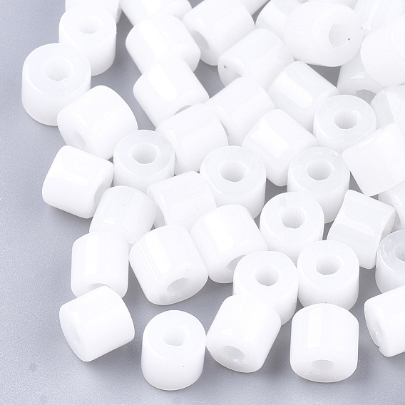 Glass Bugle Beads, Imitation Jade, Round Hole
