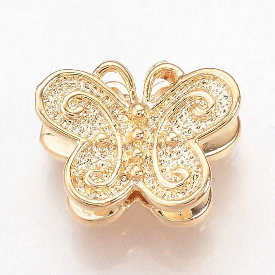 Brass Beads, Nickel Free, Real 18K Gold Plated, Butterfly