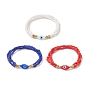 3Pcs 3 Color Evil Eye Lampwork & Glass Seed & Brass Beaded Triple Layer Multi-strand Bracelets Set for Women