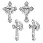 4Pcs Cross Alloy Rhinestone Lapel Pin Backs for Backpack Clothes